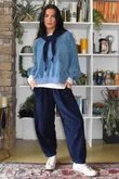 Terry B Lantern Sleeve Sweatshirt Denim